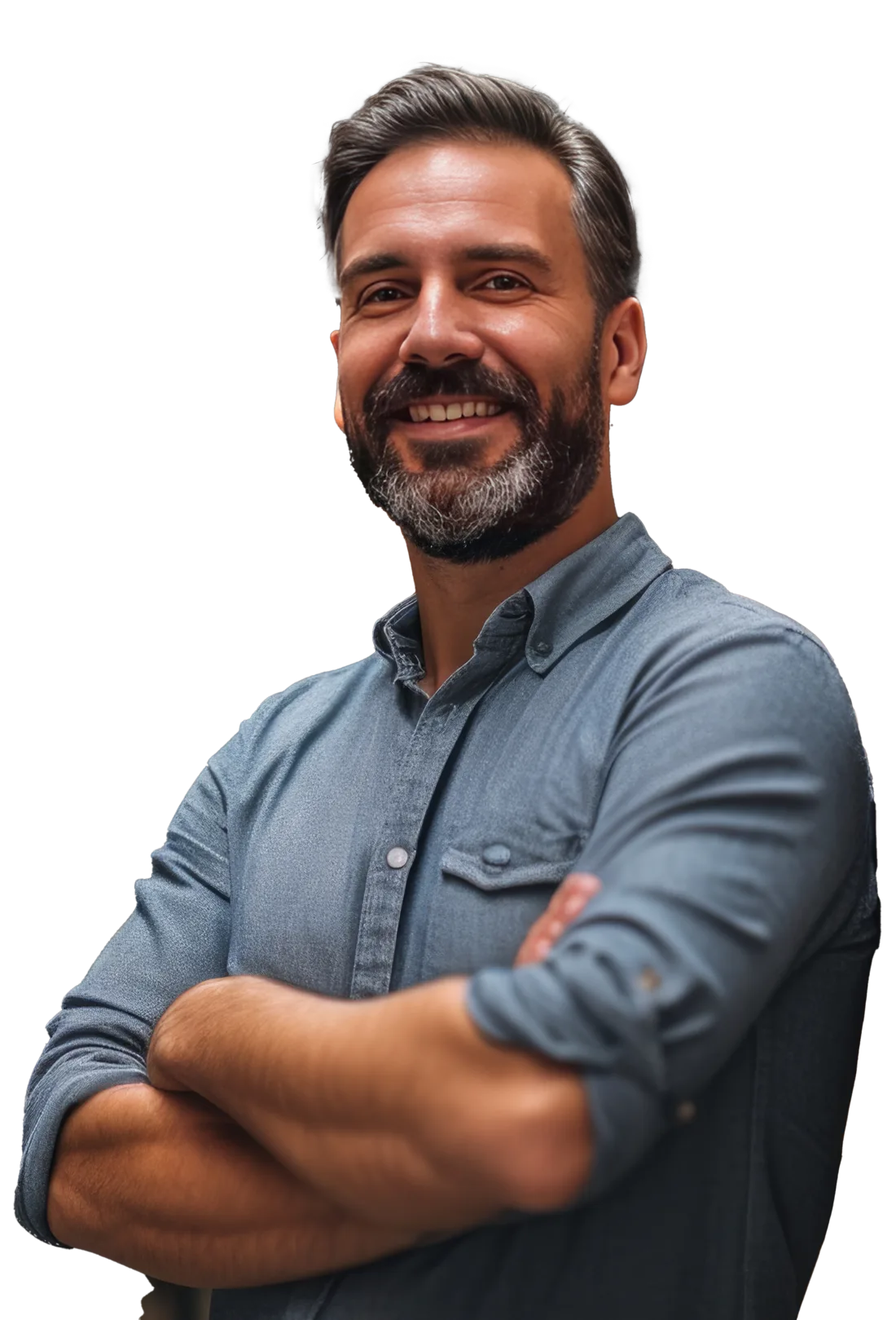 An eCommerce founder standing with arms crossed.
